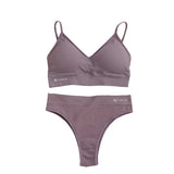 Talmont Seamless Ribbed Bra & Panty Set – Soft, Stretchy Lounge Lingerie with Removable Pads Brown Women's Lingerie - Tophatter Daily Deals