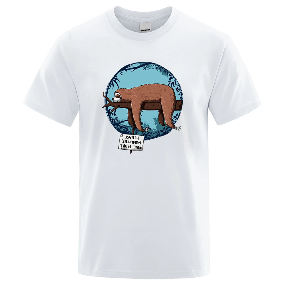 Lazy Sloth Print T-Shirt Funny Tee Tee - Tophatter Daily Deals