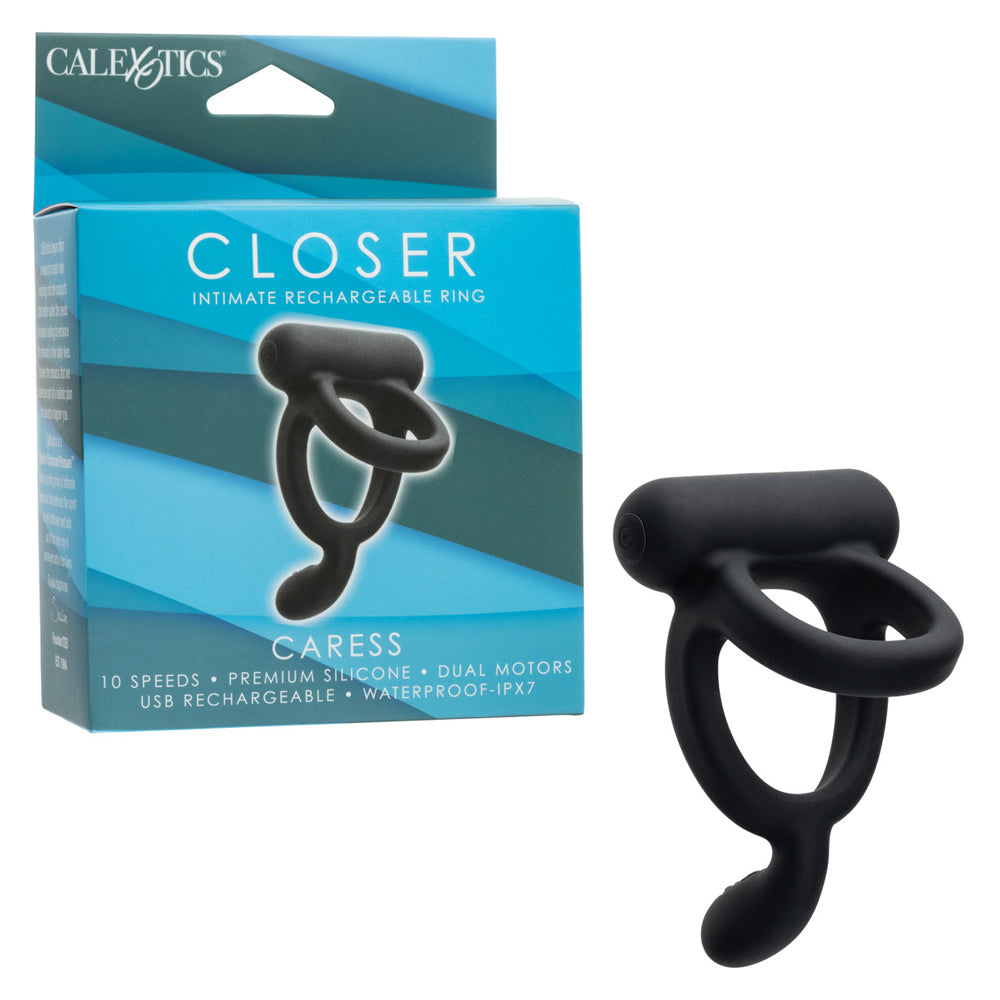 Closer Intimate Rechargeable Ring Caress (Black) – Rechargeable Vibrating Ring > Cock Ring > Sling - Tophatter Daily Deals