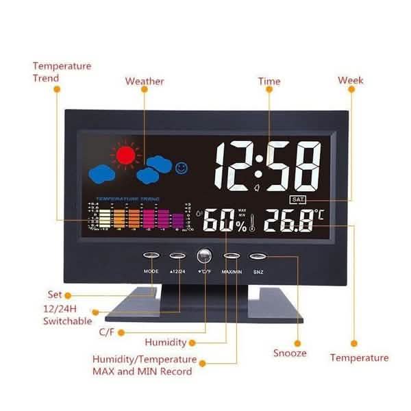 LCD Color Screen Digital Backlight Snooze Alarm Clock Household Appliances - Tophatter Daily Deals