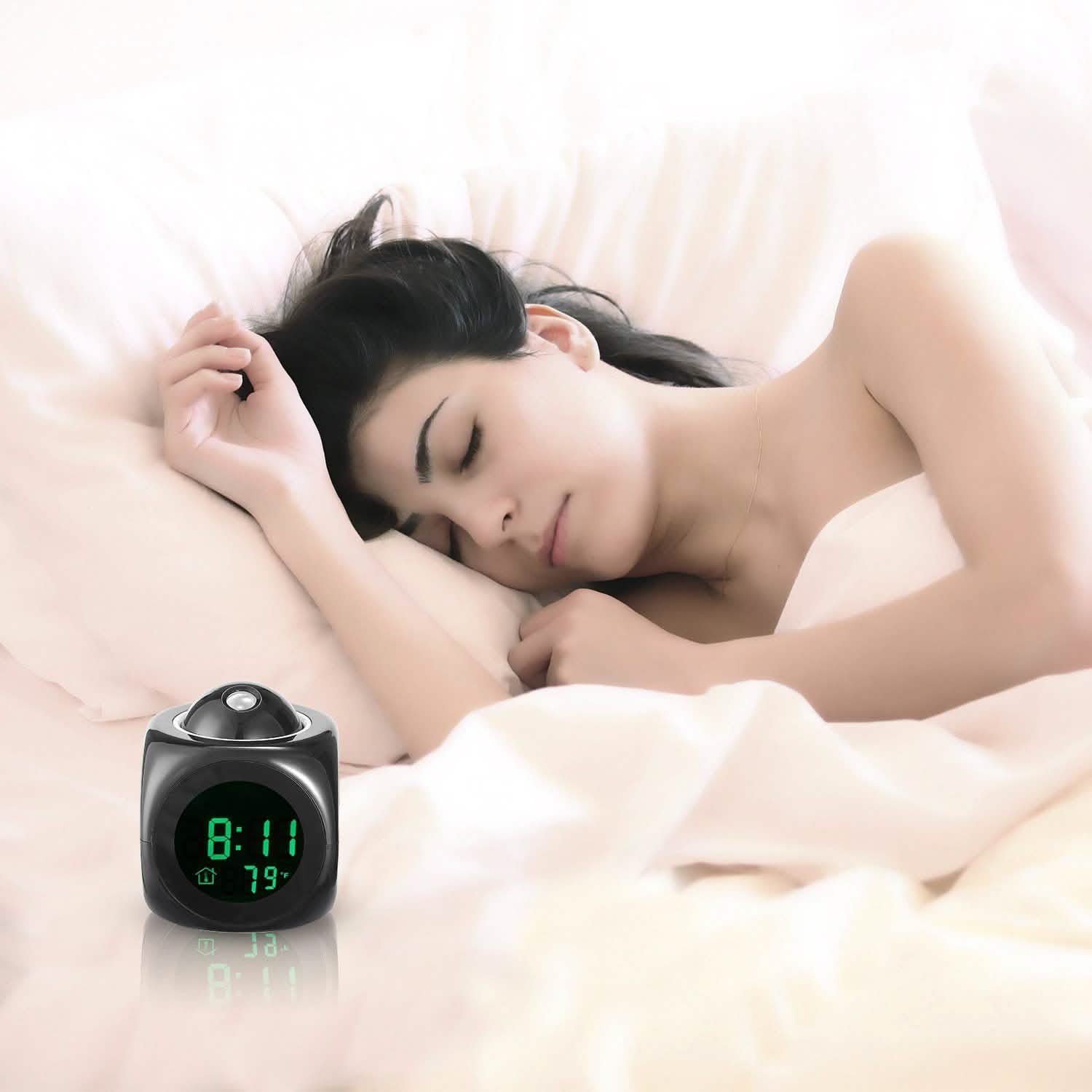 LCD Projection Alarm Clock with Voice Broadcast Function Household Appliances - Tophatter Daily Deals