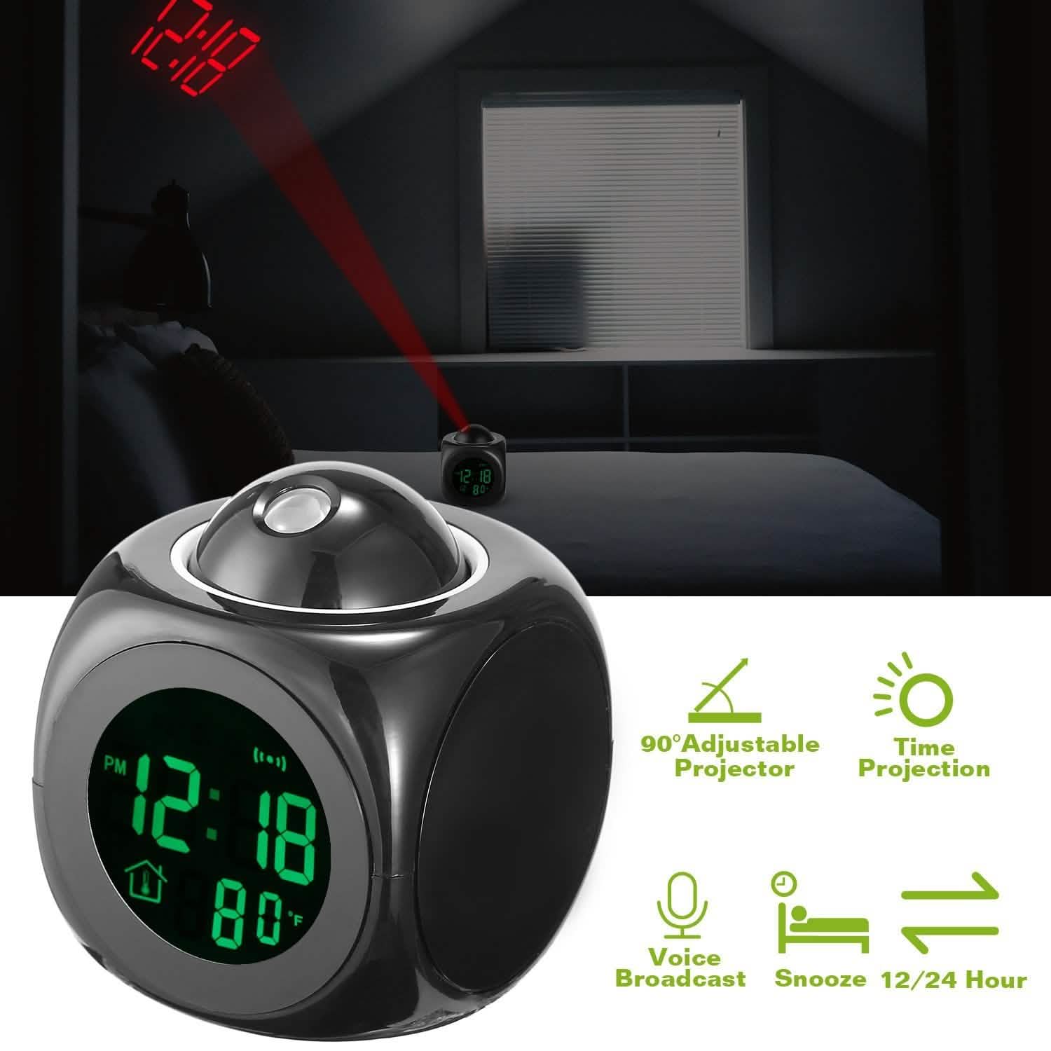 LCD Projection Alarm Clock with Voice Broadcast Function Household Appliances - Tophatter Daily Deals