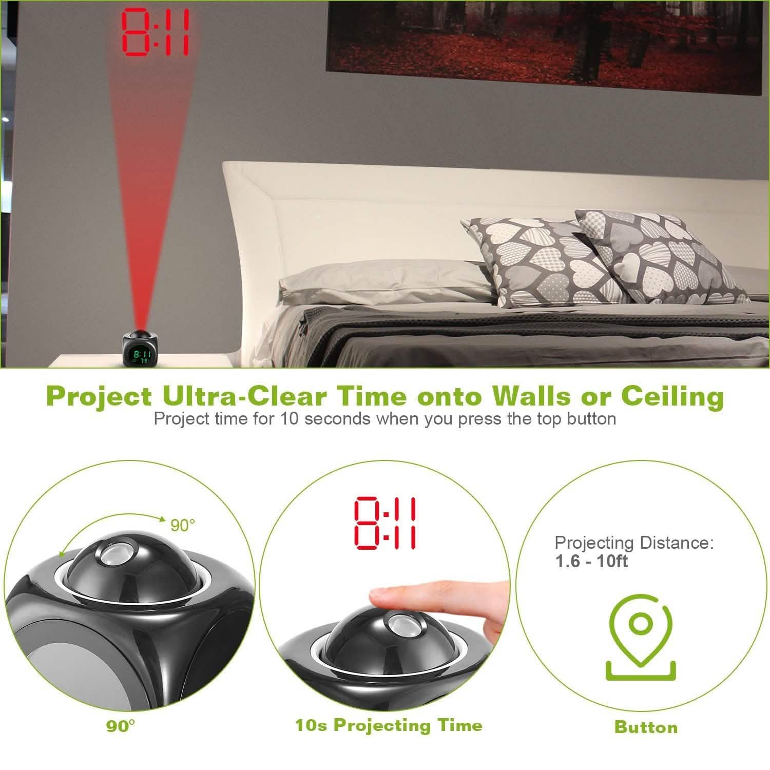 LCD Projection Alarm Clock with Voice Broadcast Function Household Appliances - Tophatter Daily Deals