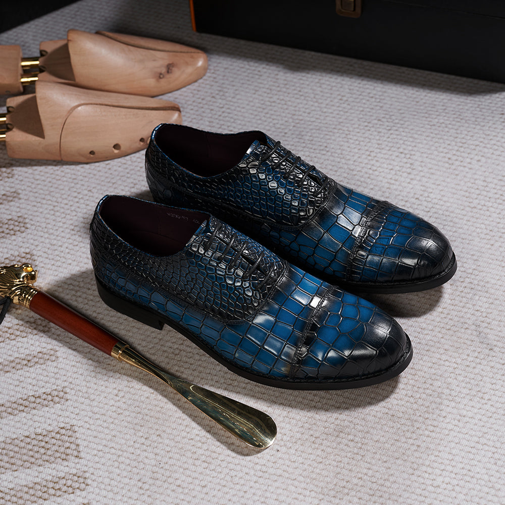 Leather Cap Toe Alligator Shoes for Men Leather Shoes - Tophatter Daily Deals
