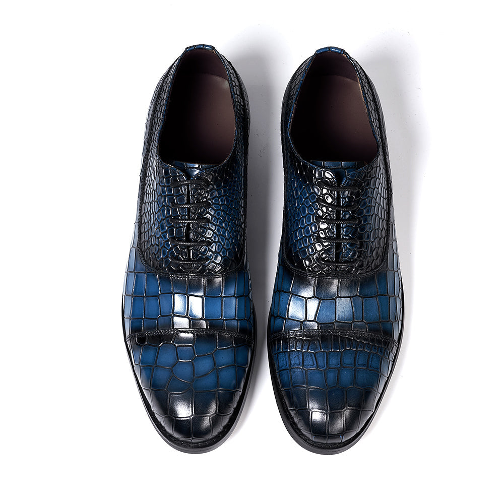 Leather Cap Toe Alligator Shoes for Men Leather Shoes - Tophatter Daily Deals