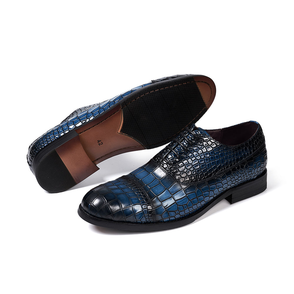Leather Cap Toe Alligator Shoes for Men Leather Shoes - Tophatter Daily Deals