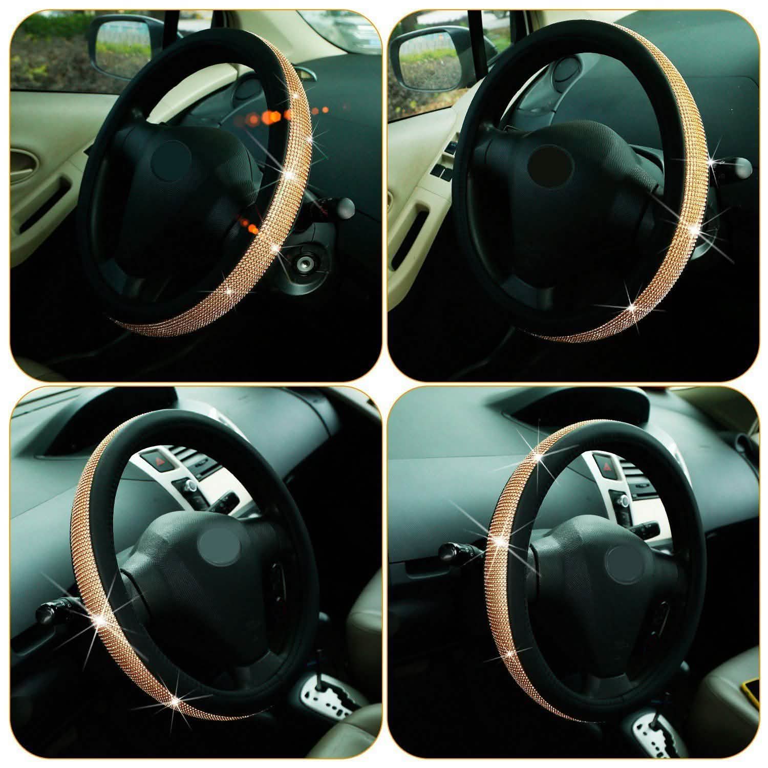 Leather Diamond Rhinestone Car SUV Steer Protector Automotive - Tophatter Daily Deals