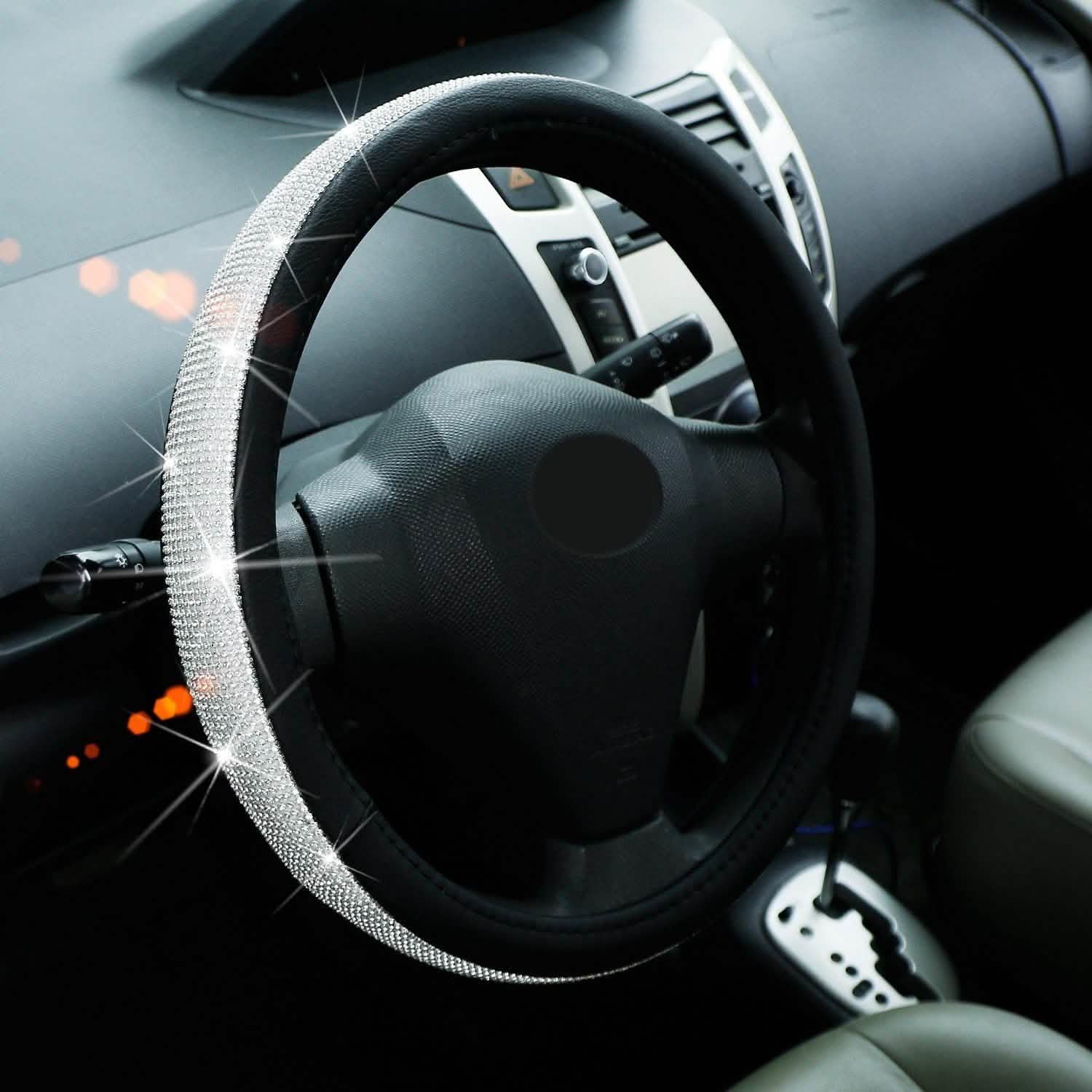 Leather Diamond Rhinestone Car SUV Steer Protector Automotive - Tophatter Daily Deals