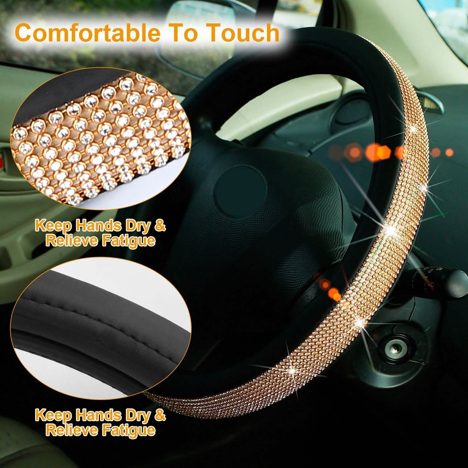 Leather Diamond Rhinestone Car SUV Steer Protector Automotive - Tophatter Daily Deals