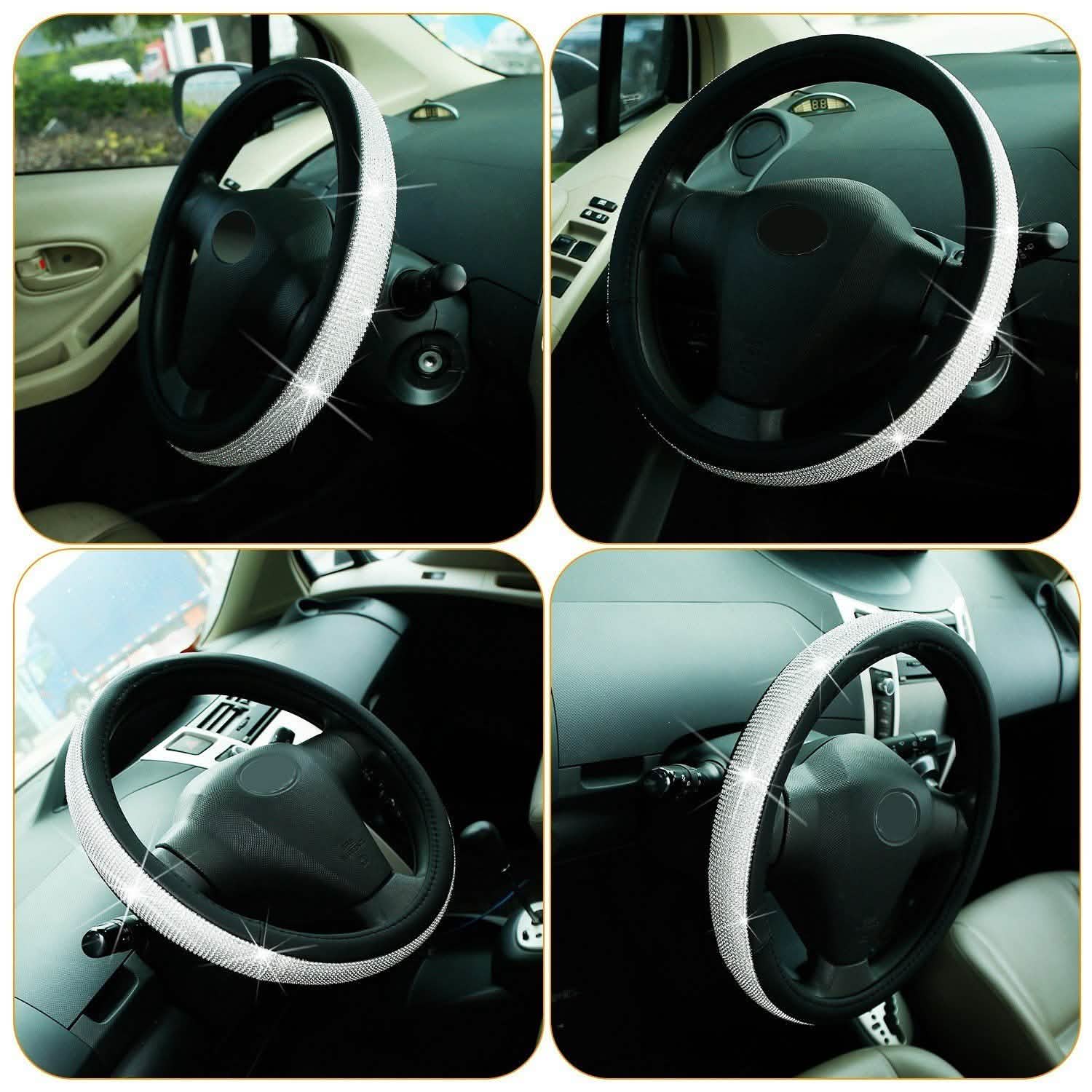 Leather Diamond Rhinestone Car SUV Steer Protector Automotive - Tophatter Daily Deals