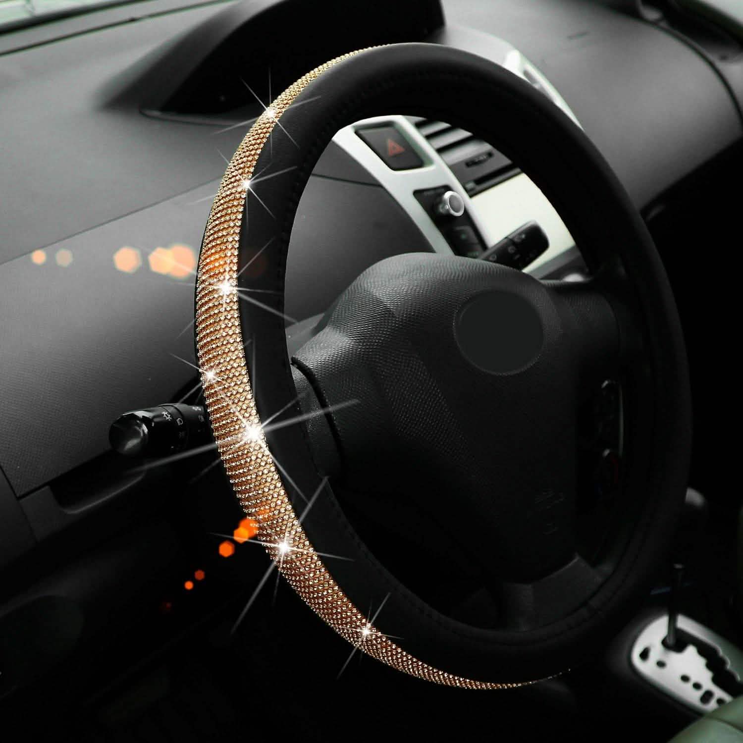 Leather Diamond Rhinestone Car SUV Steer Protector Automotive - Tophatter Daily Deals