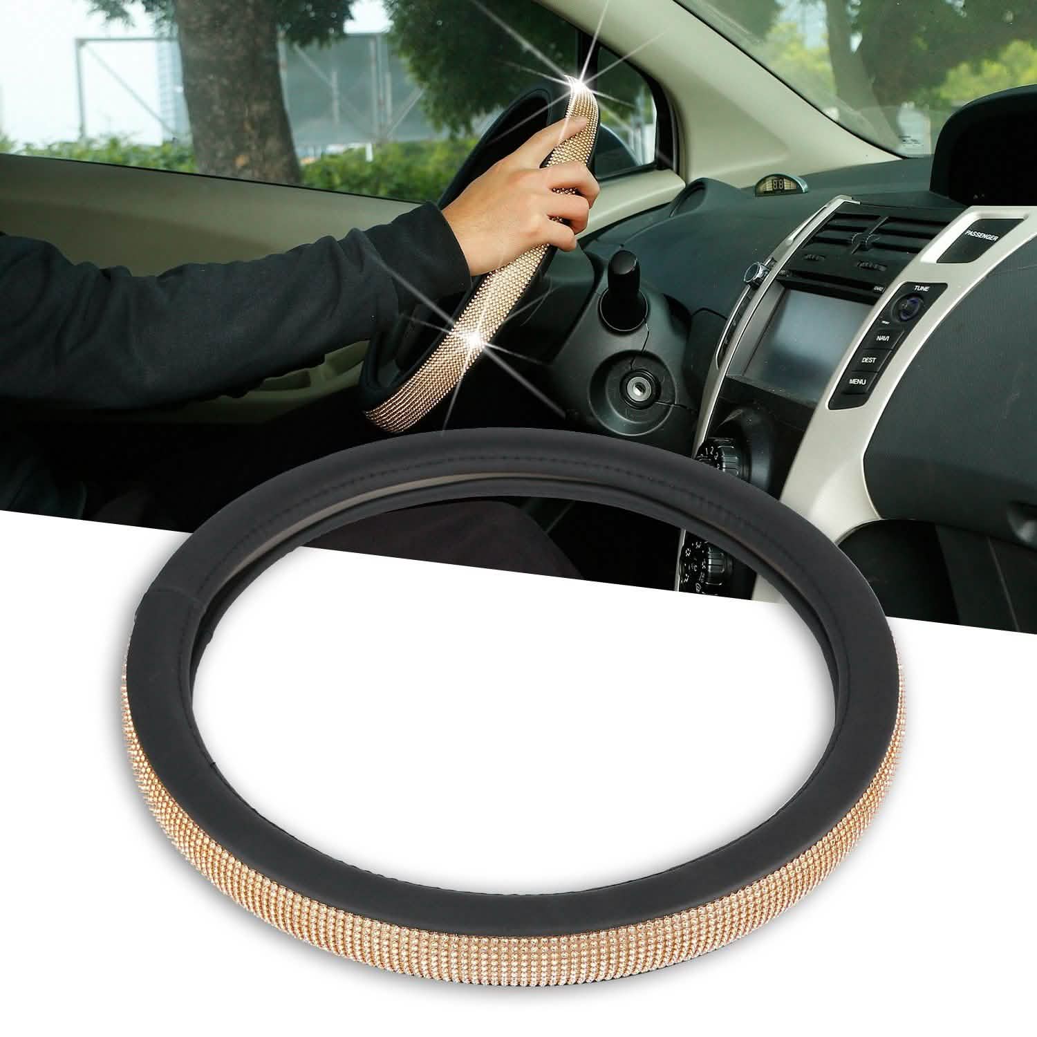 Leather Diamond Rhinestone Car SUV Steer Protector Automotive - Tophatter Daily Deals