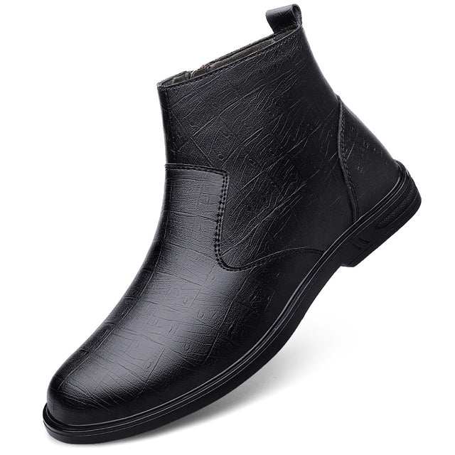Leather Men Chelsea Boots Black Boots - Tophatter Daily Deals