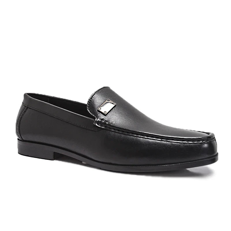 Leather Slip-On Loafers Business Casual Pointed Toe Shoes Loafers - Tophatter Daily Deals