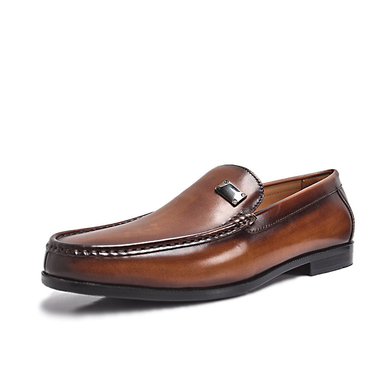Leather Slip-On Loafers Business Casual Pointed Toe Shoes Loafers - Tophatter Daily Deals