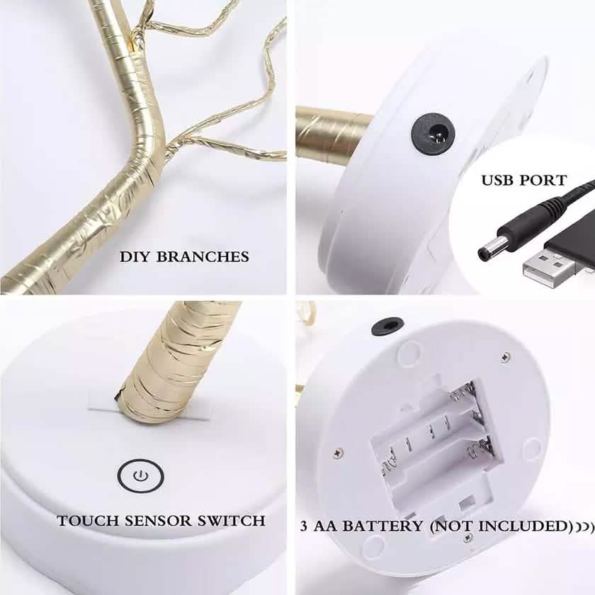 LED Artificial Twig Tree Light Tabletop Bonsai Lamp Indoor Lighting - Tophatter Daily Deals