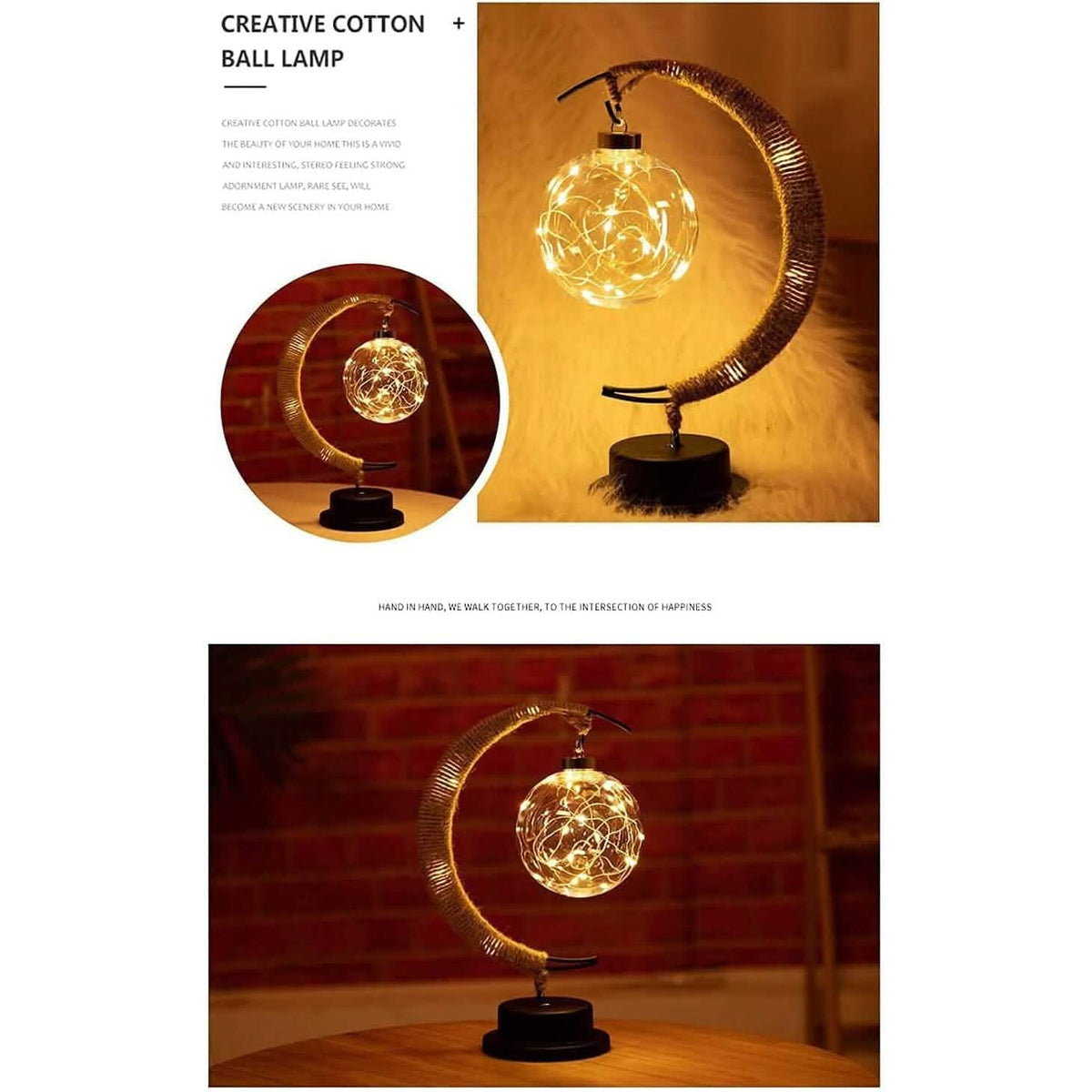 LED Ball Lamp Wrought Iron Moon Lamp Indoor Lighting - Tophatter Daily Deals