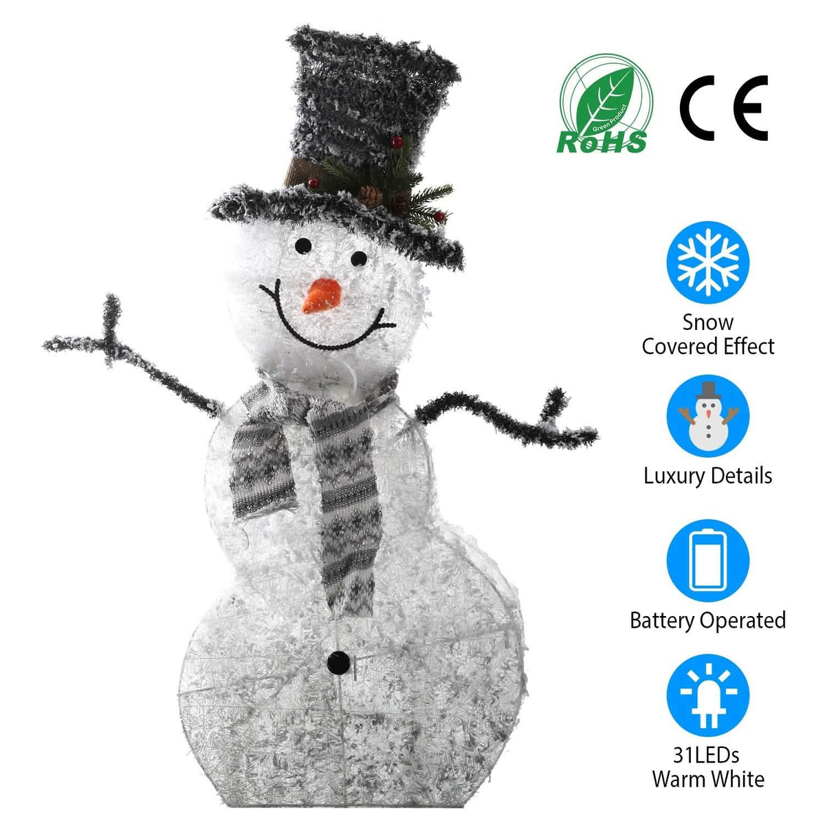 LED Christmas Snowman Decoration Seasonal Decor - Tophatter Daily Deals