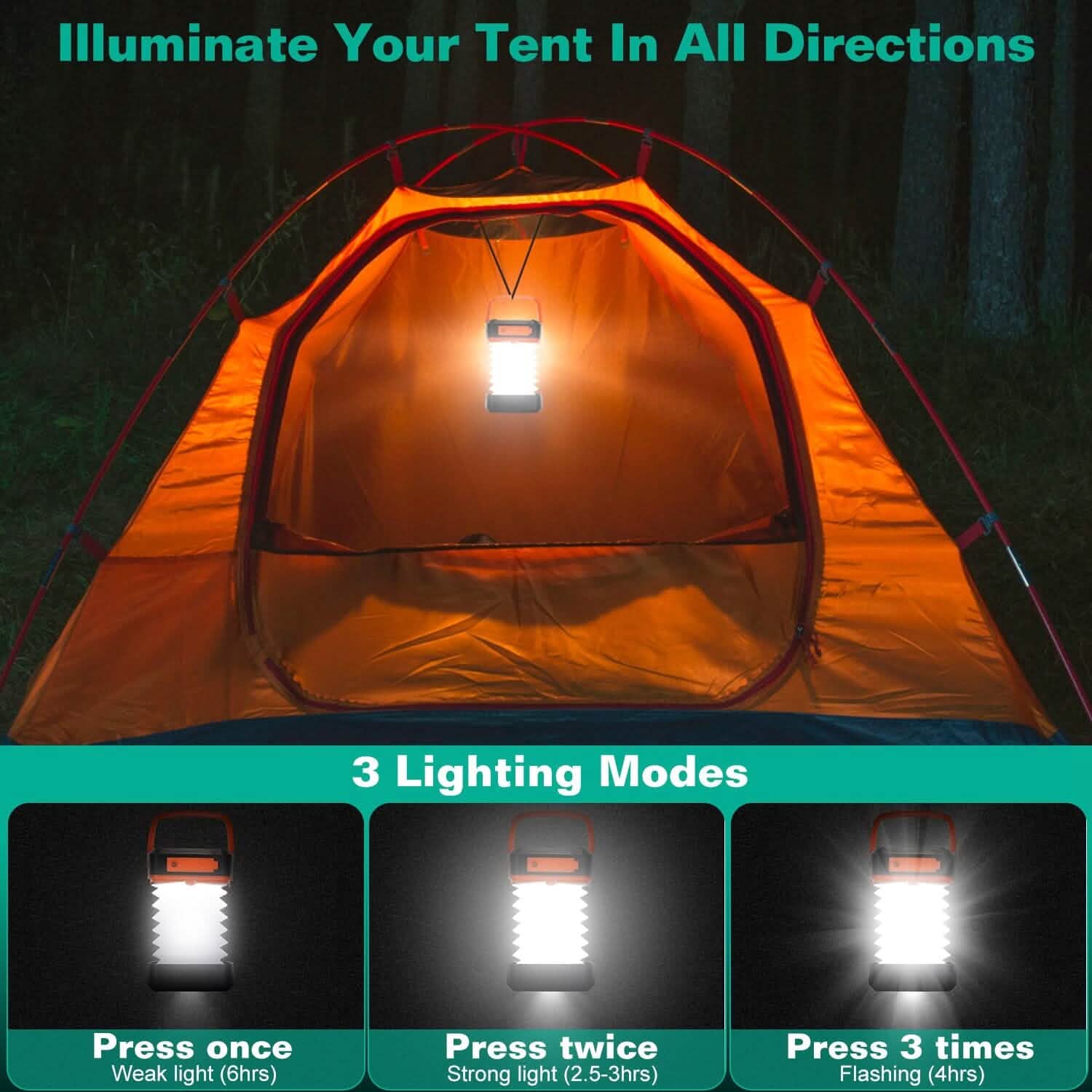 LED Collapsible Solar Camping Lantern Outdoor Recreation - Tophatter Daily Deals