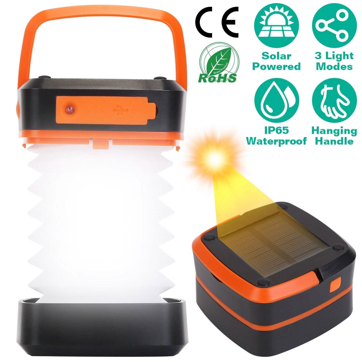 LED Collapsible Solar Camping Lantern Outdoor Recreation - Tophatter Daily Deals