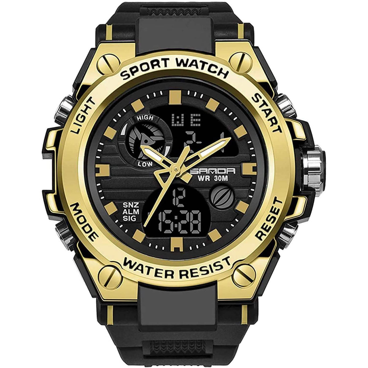 LED Digital Military Watch Classic Casual Sport Watch Gold Watches - Tophatter Daily Deals