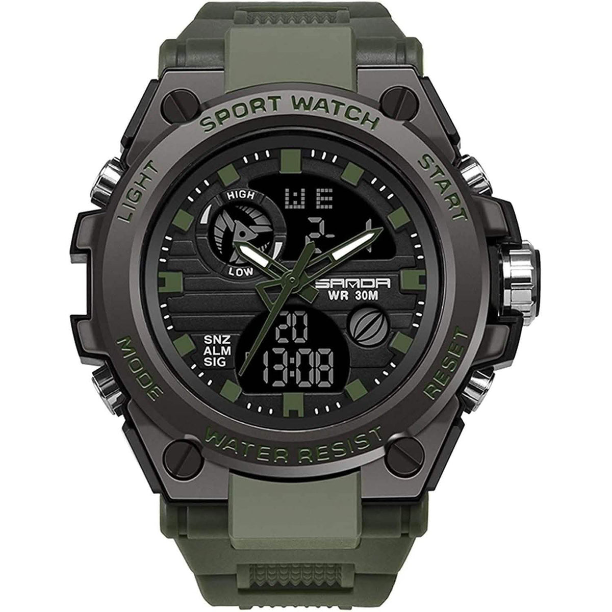 LED Digital Military Watch Classic Casual Sport Watch Green Watches - Tophatter Daily Deals