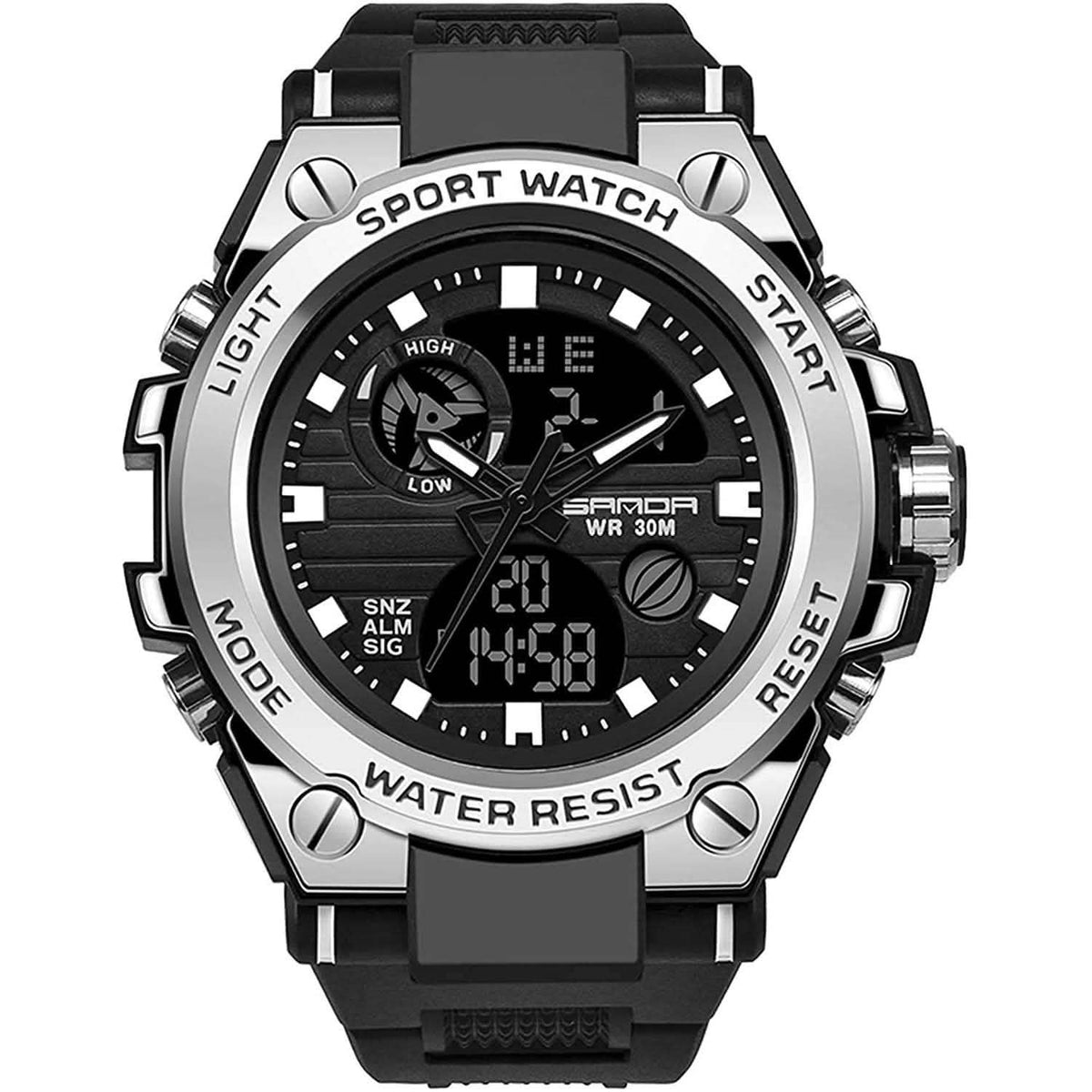 LED Digital Military Watch Classic Casual Sport Watch Silver Watches - Tophatter Daily Deals