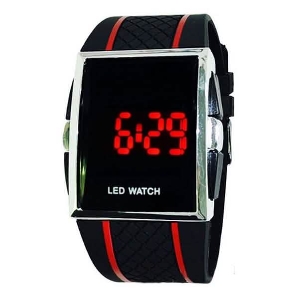 LED Digital Sports Wrist Watch Black Red Fitness & Exercise - Tophatter Daily Deals