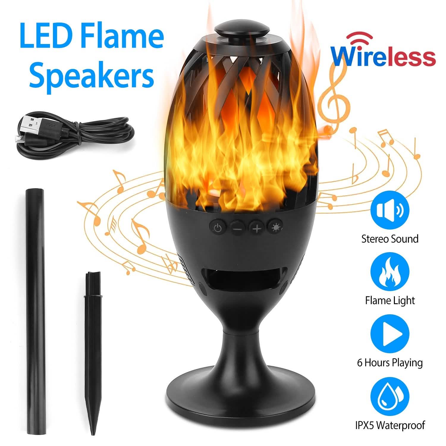 LED Flame Speakers Torch Speakers - Tophatter Daily Deals
