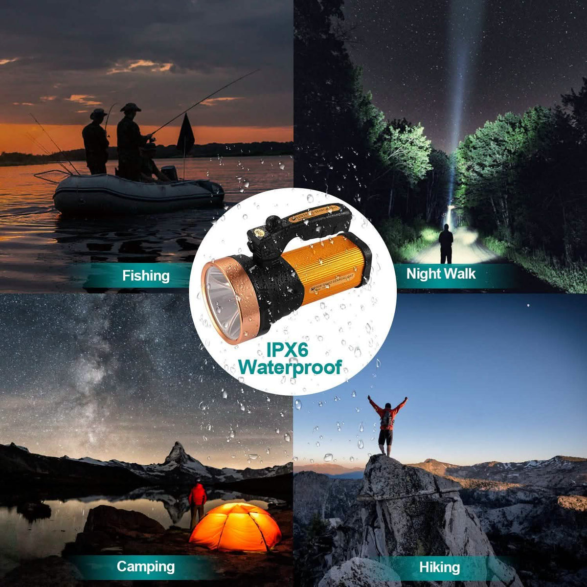 LED Flashlights IPX6 Waterproof Handheld Night Lights Outdoor Recreation - Tophatter Daily Deals