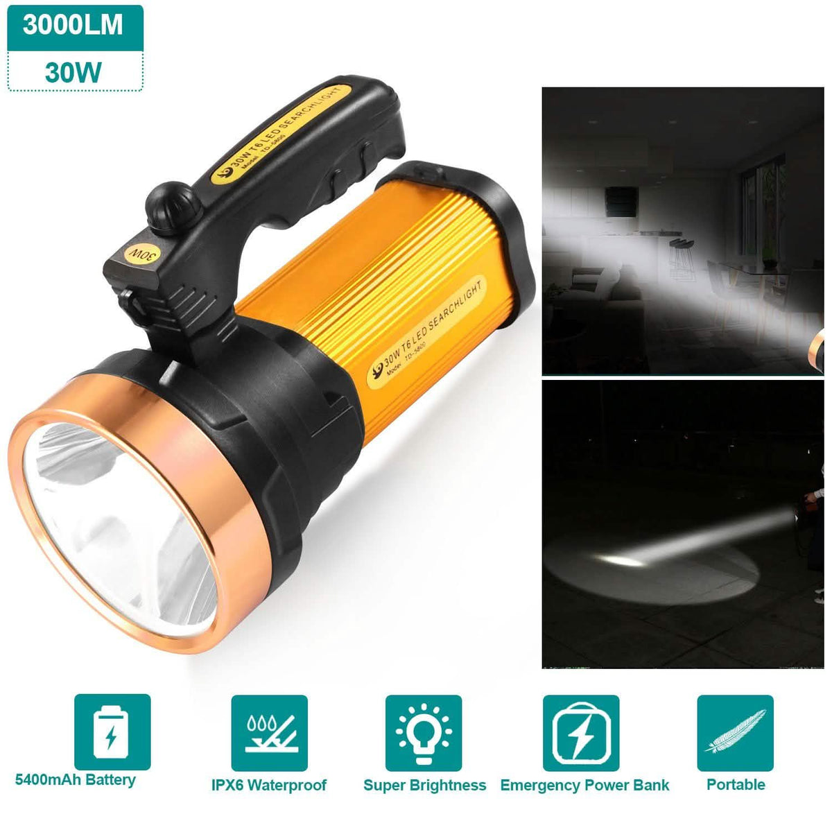 LED Flashlights IPX6 Waterproof Handheld Night Lights Outdoor Recreation - Tophatter Daily Deals