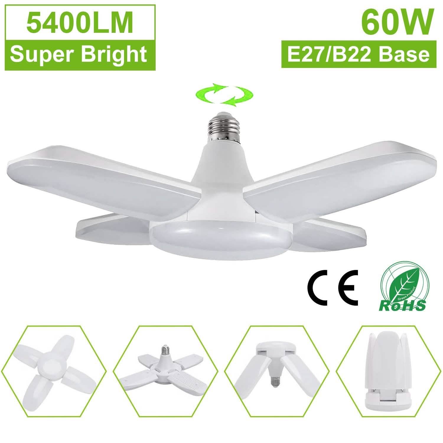 LED Garage Light E27/B22 60W Indoor Lighting - Tophatter Daily Deals