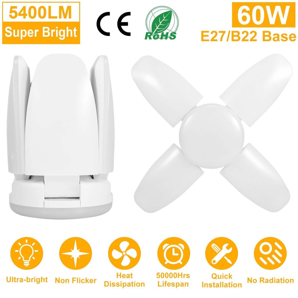 LED Garage Light E27/B22 60W Indoor Lighting - Tophatter Daily Deals