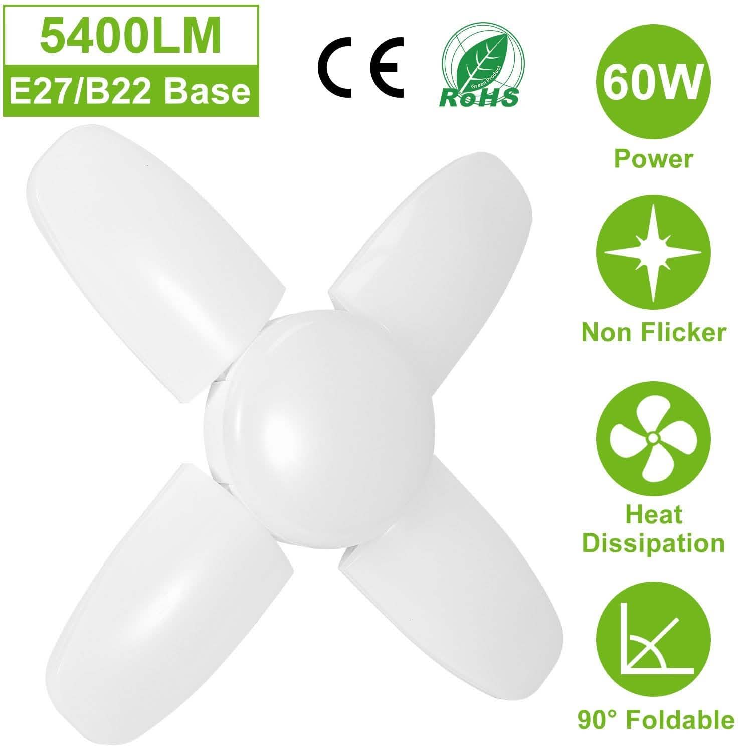 LED Garage Light E27/B22 60W Indoor Lighting - Tophatter Daily Deals