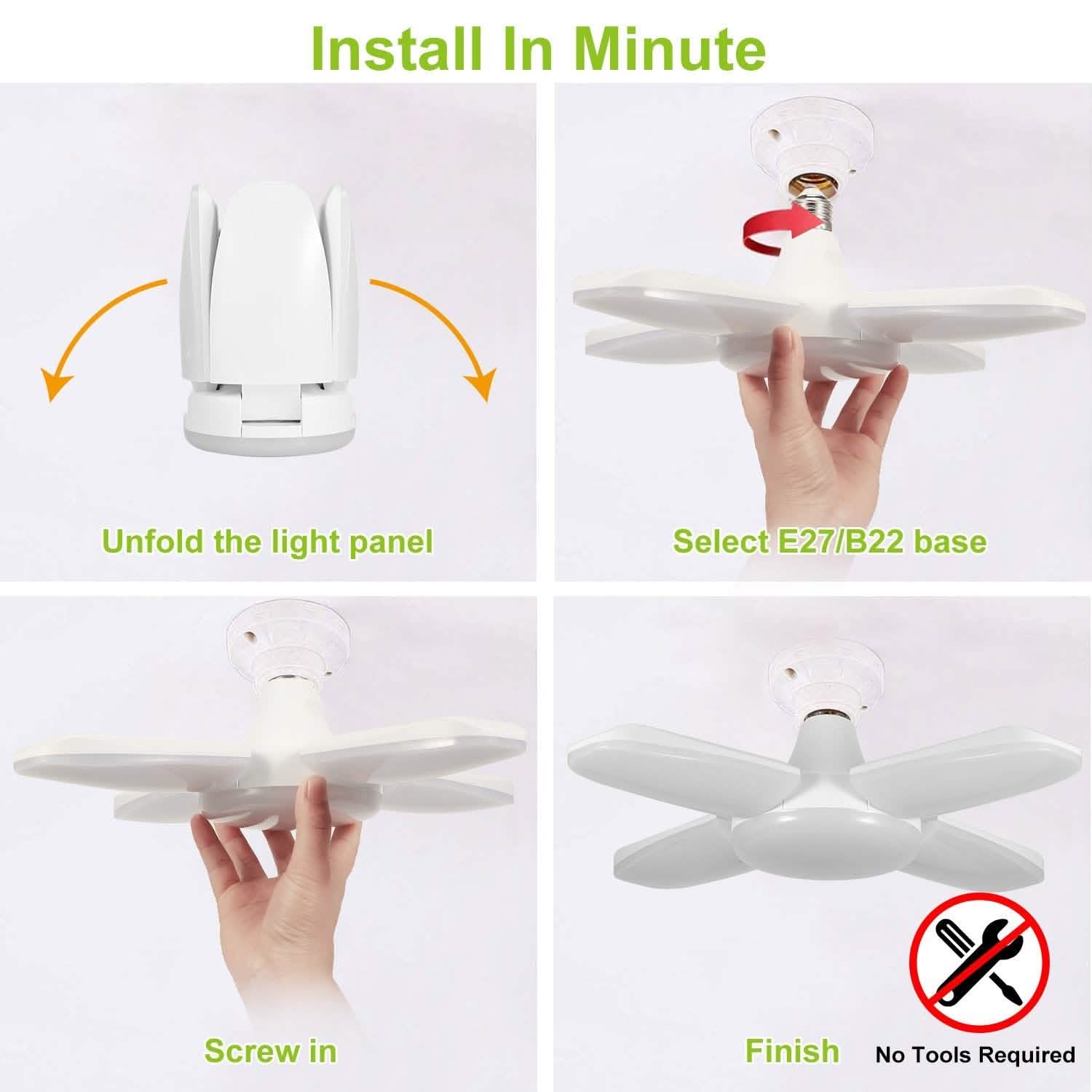 LED Garage Light E27/B22 60W Indoor Lighting - Tophatter Daily Deals