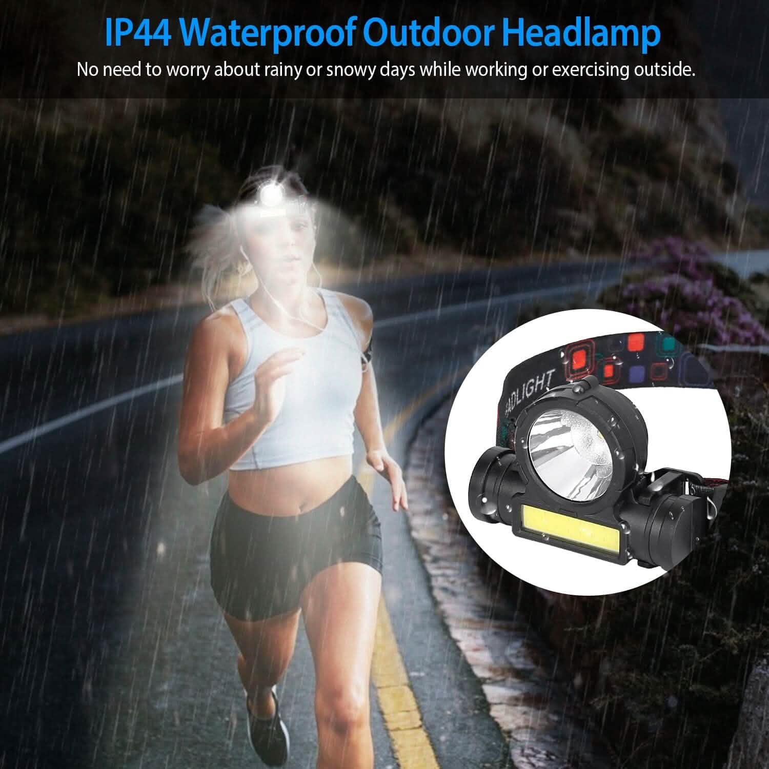 LED Headlight Super Bright Head Torch with 3 Lighting Modes Outdoor Recreation - Tophatter Daily Deals