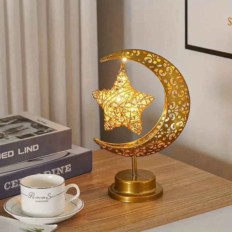 LED Iron Moon Lamp Rattan Star Indoor Lighting - Tophatter Daily Deals