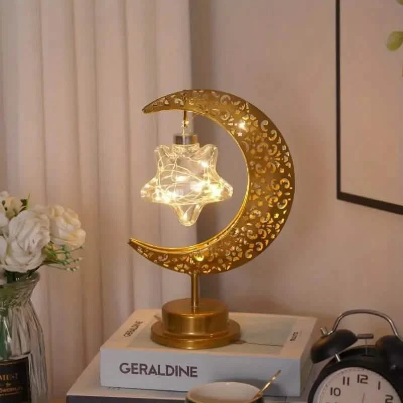 LED Iron Moon Lamp Star Indoor Lighting - Tophatter Daily Deals