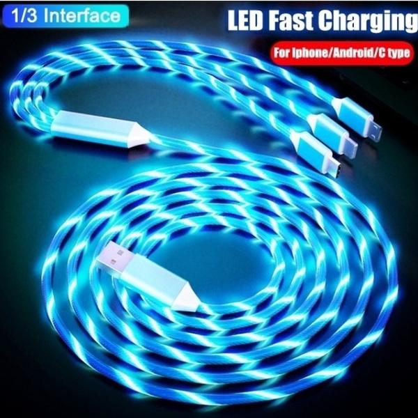 LED Light USB Charger Cable 3-in-1 Fast Charging Charging Cable - Tophatter Daily Deals