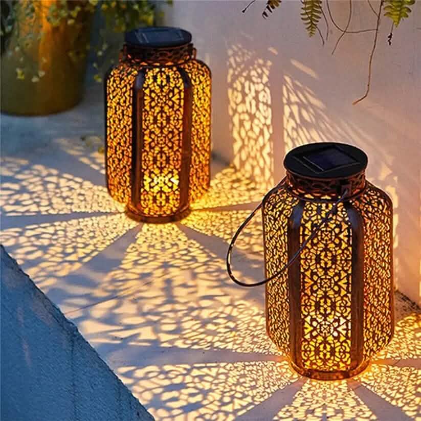 LED Metal Lantern Solar Lamp Outdoor Lighting - Tophatter Daily Deals