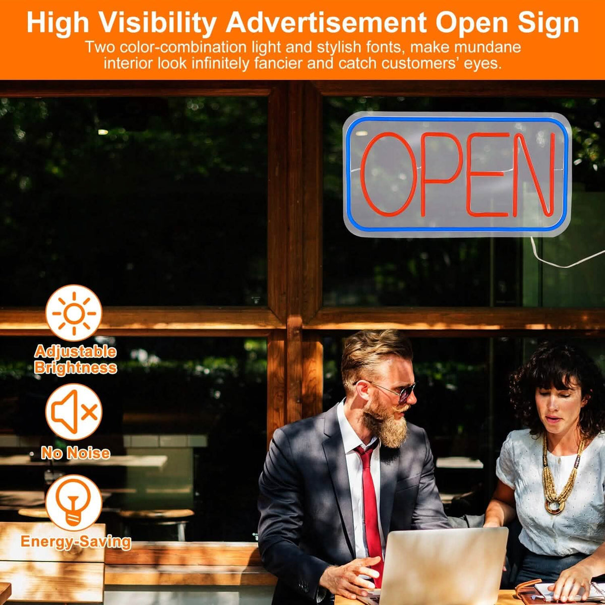 LED Open Sign Advertisement Board with 11 Levels Adjustable Brightness Indoor Lighting - Tophatter Daily Deals