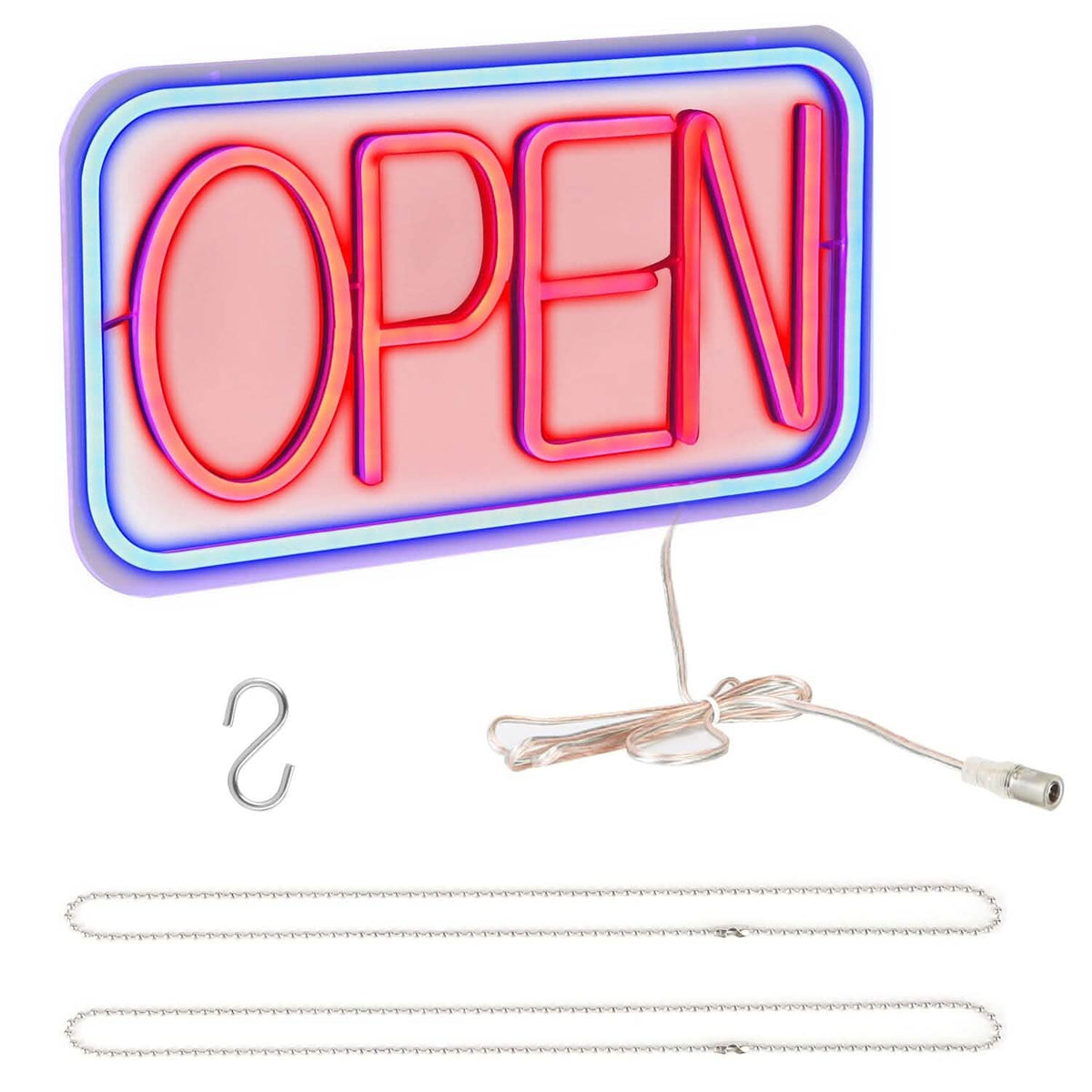 LED Open Sign Advertisement Board with 11 Levels Adjustable Brightness Red Blue Indoor Lighting - Tophatter Daily Deals