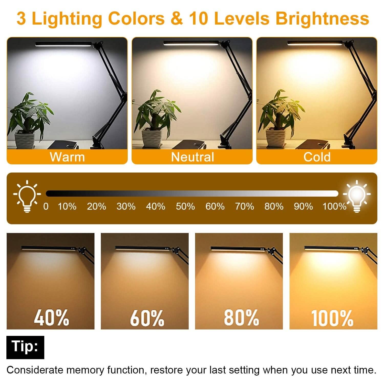 LED Reading Desk Lamp with Clamp Adjustable Swing Arm Indoor Lighting - Tophatter Daily Deals