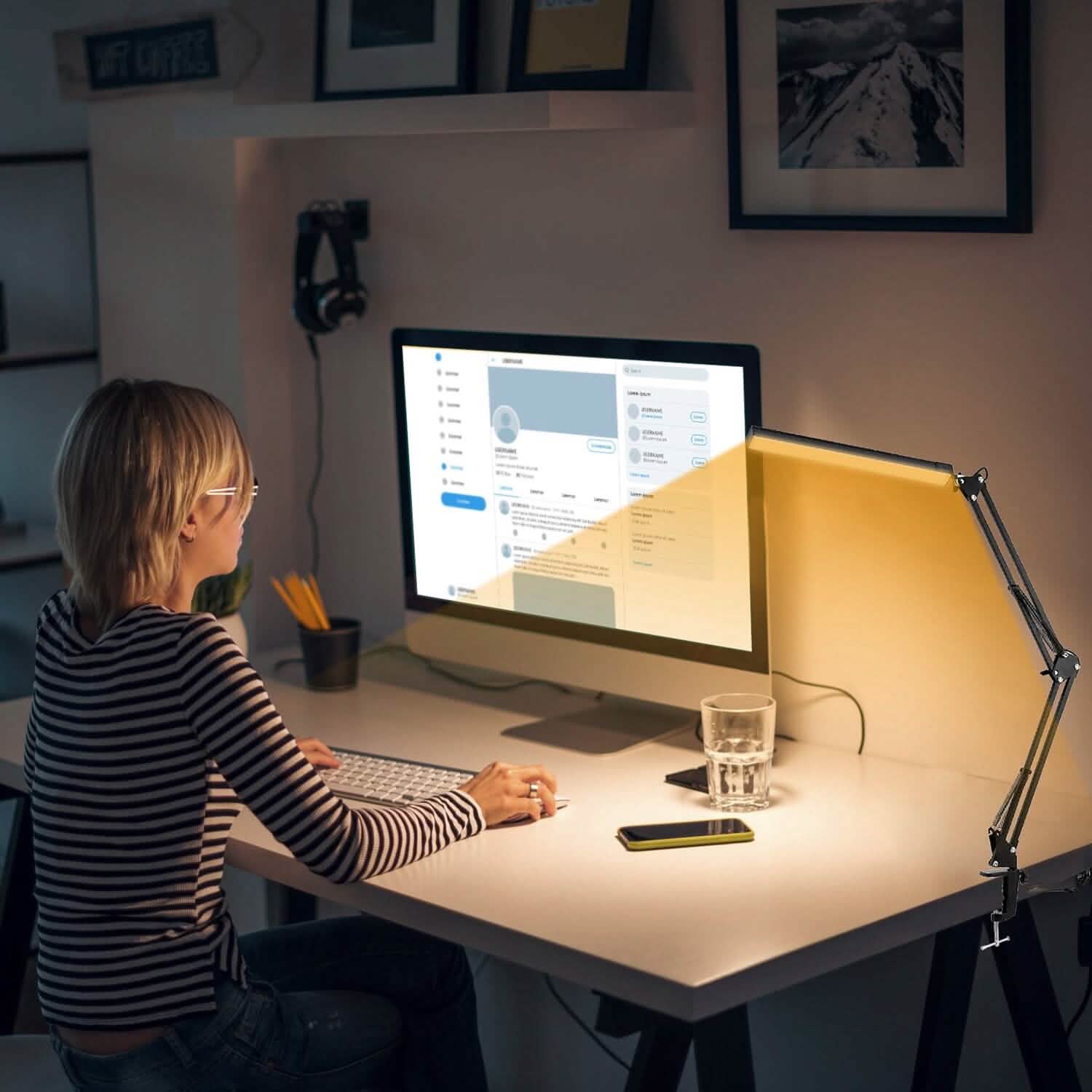 LED Reading Desk Lamp with Clamp Adjustable Swing Arm Indoor Lighting - Tophatter Daily Deals