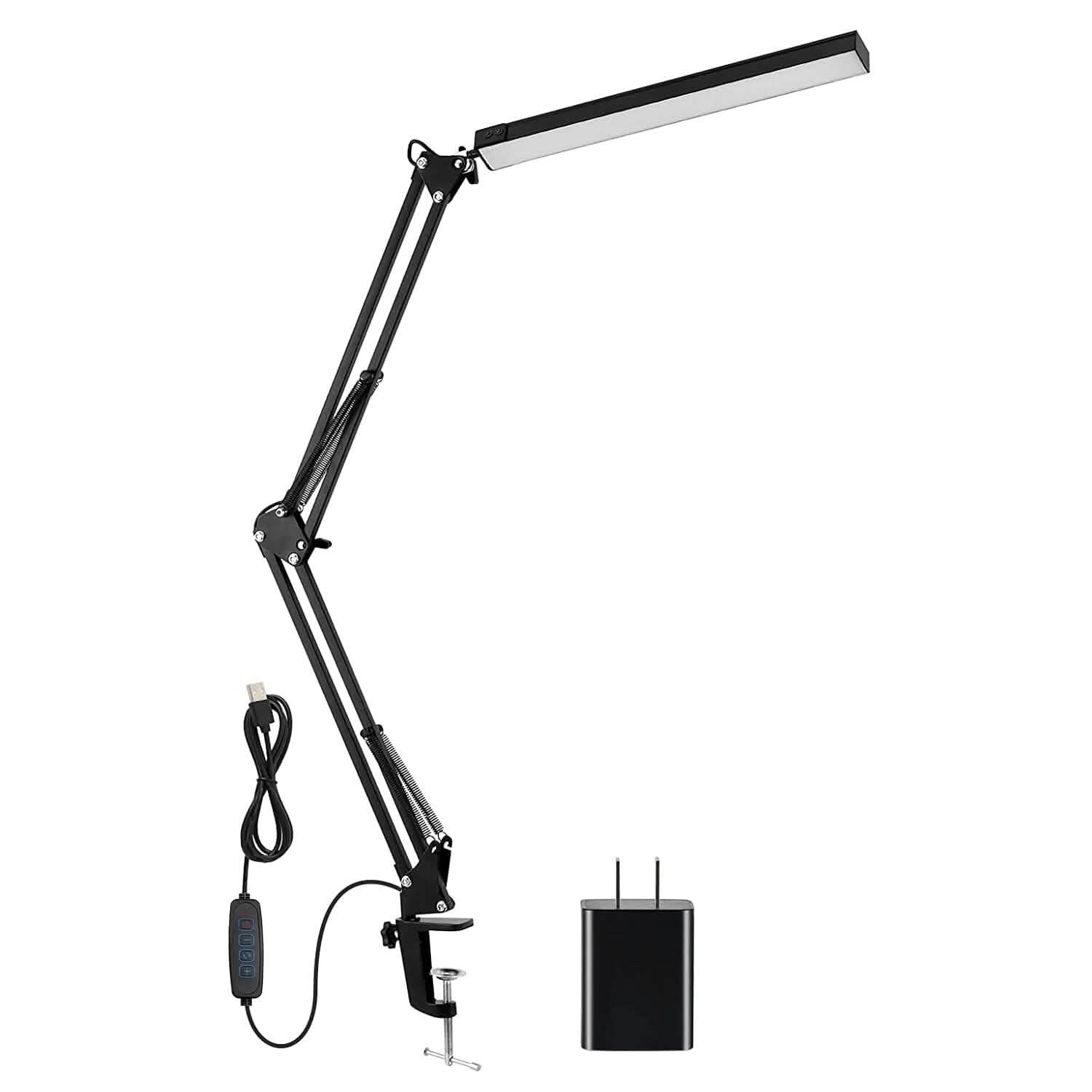 LED Reading Desk Lamp with Clamp Adjustable Swing Arm Indoor Lighting - Tophatter Daily Deals