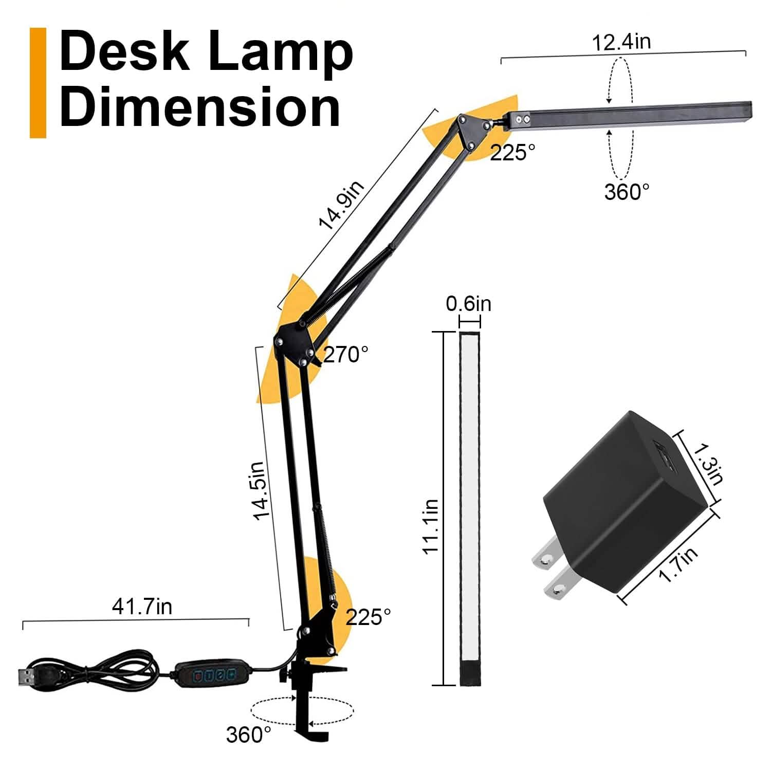 LED Reading Desk Lamp with Clamp Adjustable Swing Arm Indoor Lighting - Tophatter Daily Deals