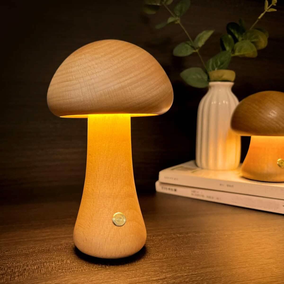 LED Rechargeable Creative Mushroom Table Lamp Brown L Indoor Lighting - Tophatter Daily Deals