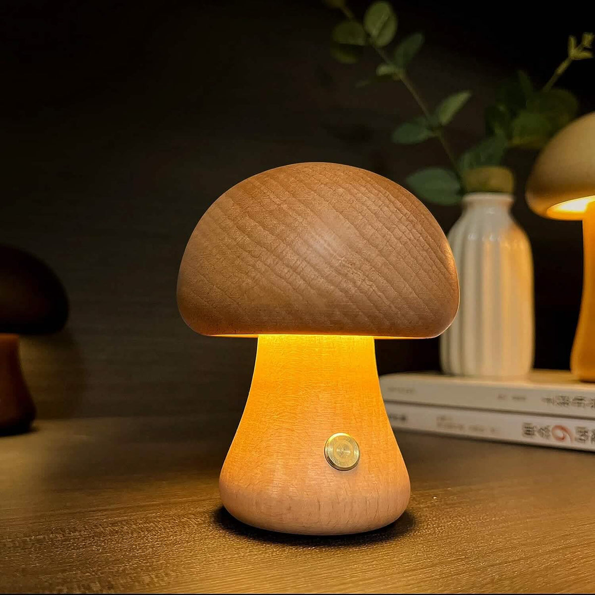 LED Rechargeable Creative Mushroom Table Lamp Brown S Indoor Lighting - Tophatter Daily Deals