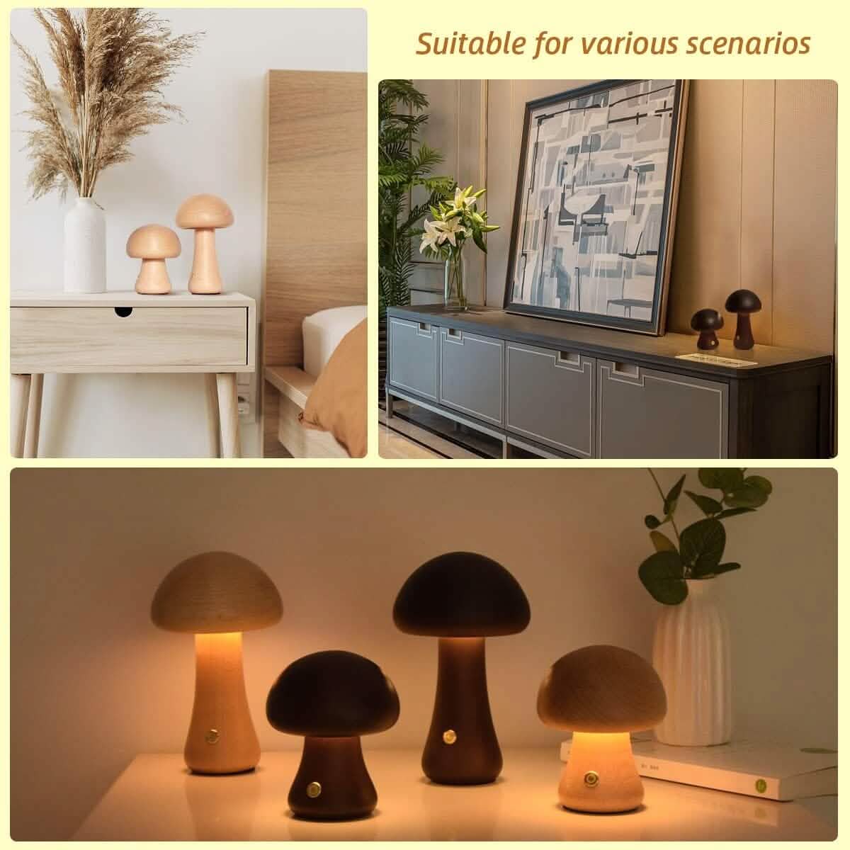 LED Rechargeable Creative Mushroom Table Lamp Indoor Lighting - Tophatter Daily Deals
