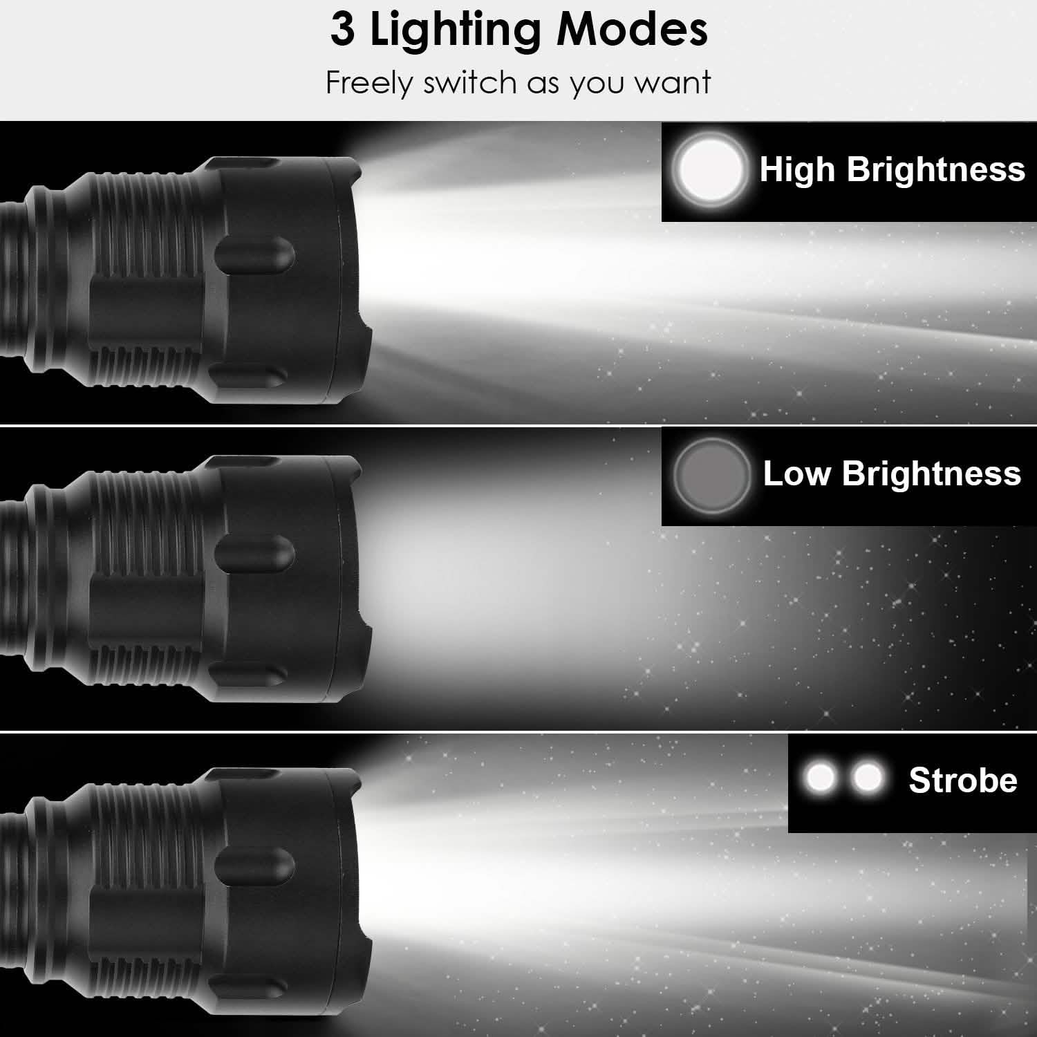 LED Rechargeable Zoomable Flashlight Outdoor Recreation - Tophatter Daily Deals